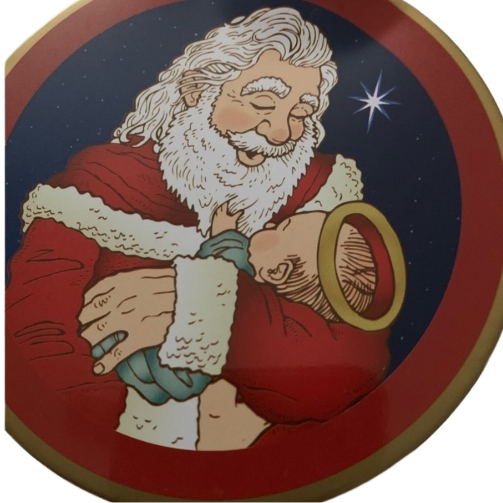 (12) Christmas Metal Tins Santa Holding Baby Jesus